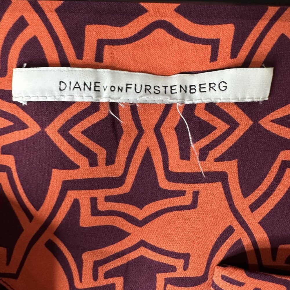 Diane von Furstenberg Dress Womens Large Purple Orange Tabalah Silk Tunic Boho - Picture 4 of 9